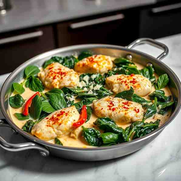 One-Pan Creamy Spinach Chicken - 30-Min Dinner
