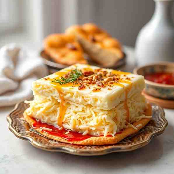 Knafeh Recipe - Easy Shredded Mozzarella Cheese Dessert