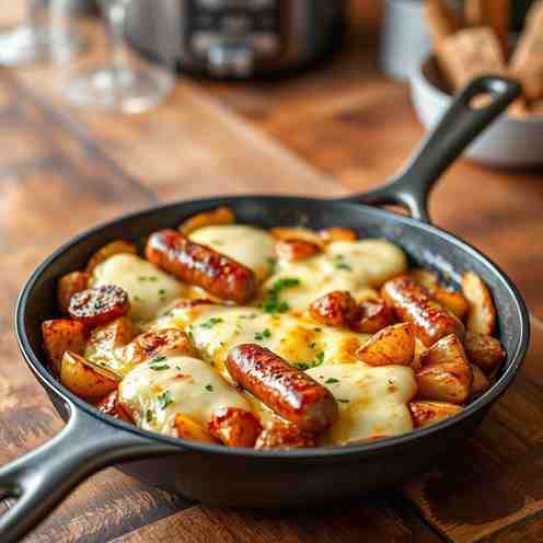 Grilled Swiss Cheese Recipes - Sizzling Sausage & Potatoes