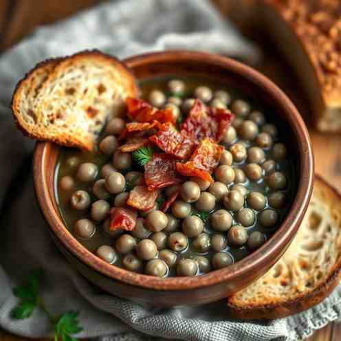 Hearty Grey Peas with Bacon - Easy Latvian Pea Meal Bacon Recipe