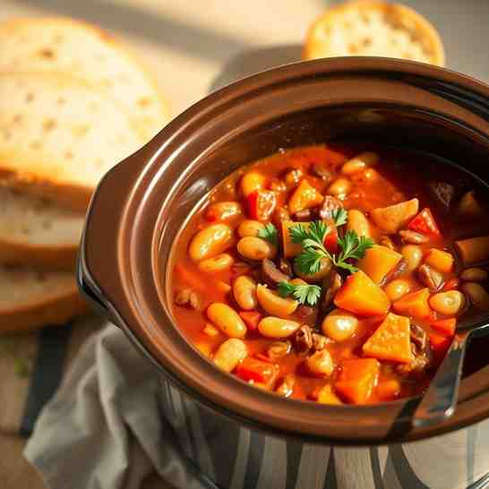 Hearty Slow Cooker Bean Stew - Crockpot Recipe