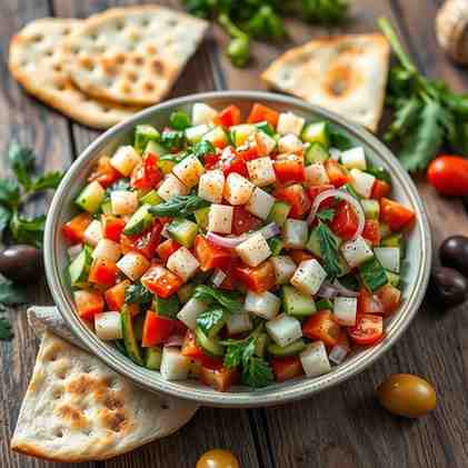 Fresh Israeli Salad - Best Israeli Cuisine Recipe for Lunch