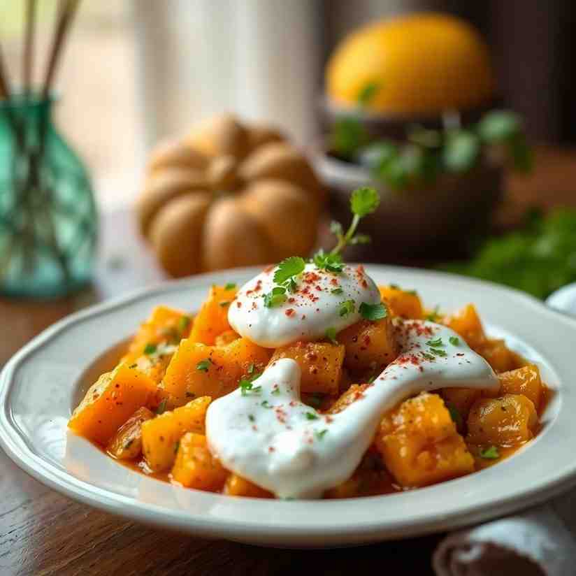 Kaddo Bourani Mix in Yogurt for Afghan Pumpkin Perfection