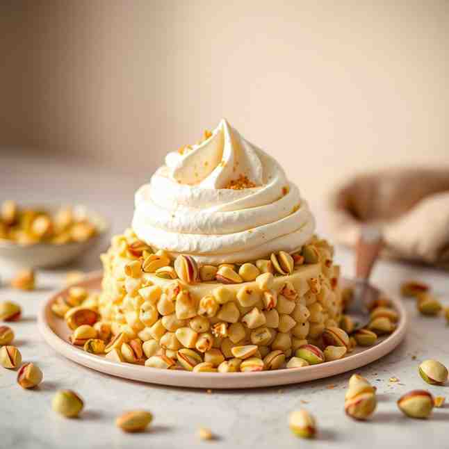 Mafroukeh - Easy Pistachio Dessert Recipe with Cream