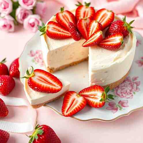 Easy No-Bake Strawberry Cheesecake - Perfect for Valentine's Day