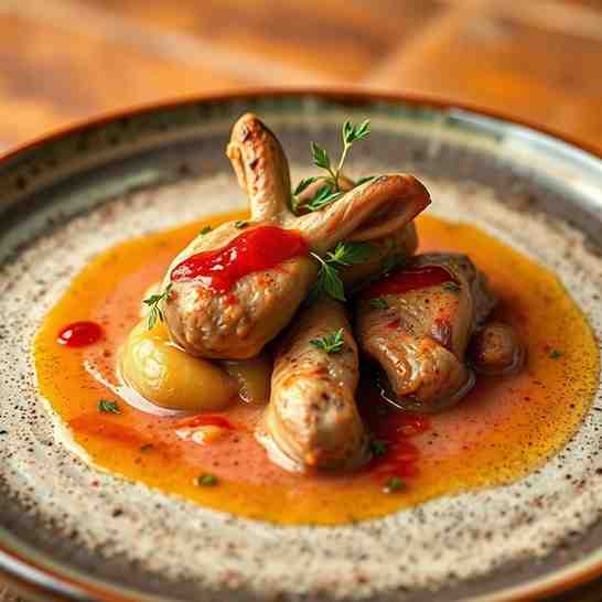 Rabbit Dinner - Conejo al Salmorejo with Olive Oil & Red Wine Vinegar