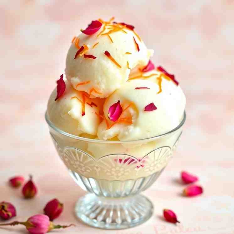 Persian Saffron Rose Ice Cream from Heavy Cream (Bastani)